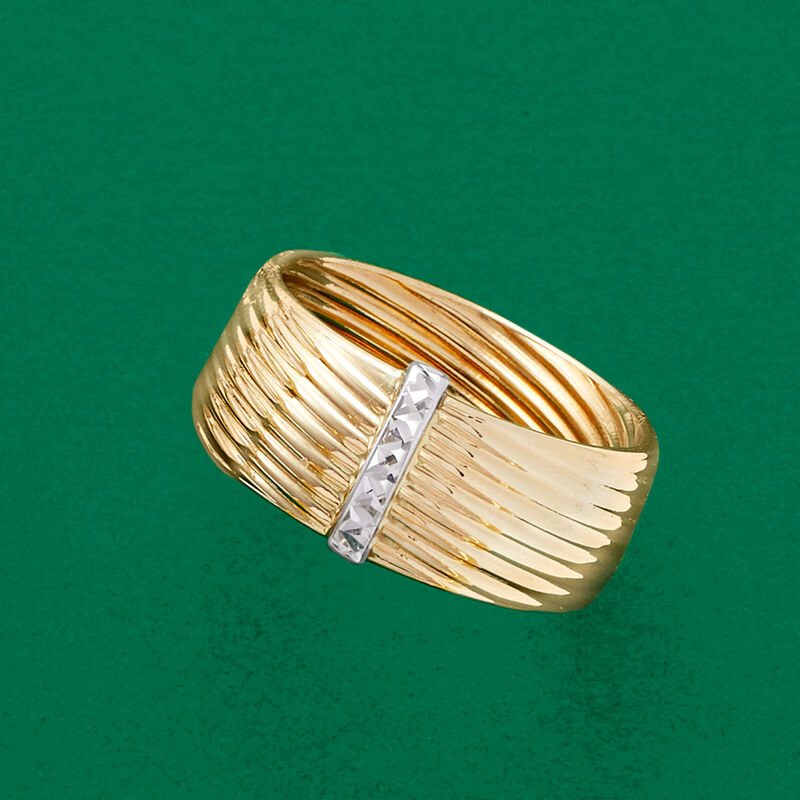 Italian 14kt Two-Tone Gold Bar Ring image number 3