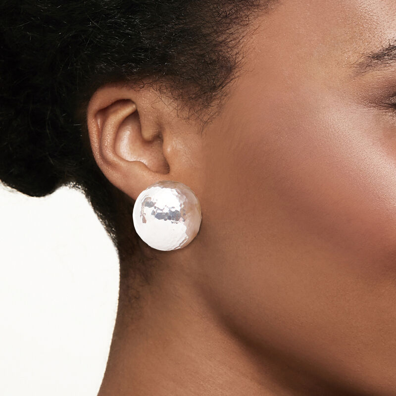 C. 2000 Vintage Tiffany Jewelry &quot;Paloma Picasso&quot; Sterling Silver Hammered and Polished Dome Earrings image number 1