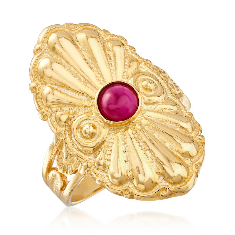 Italian .50 Carat Ruby Ring in 18kt Gold Over Sterling image number 3