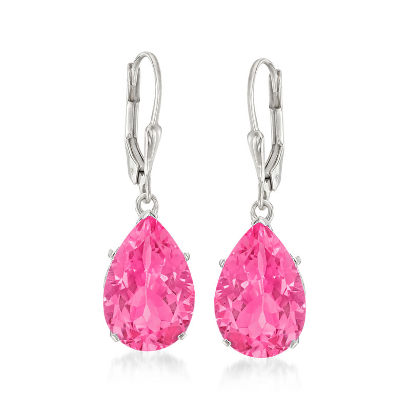 11.00 ct. t.w. Pink Topaz Drop Earrings in Sterling Silver image number 0