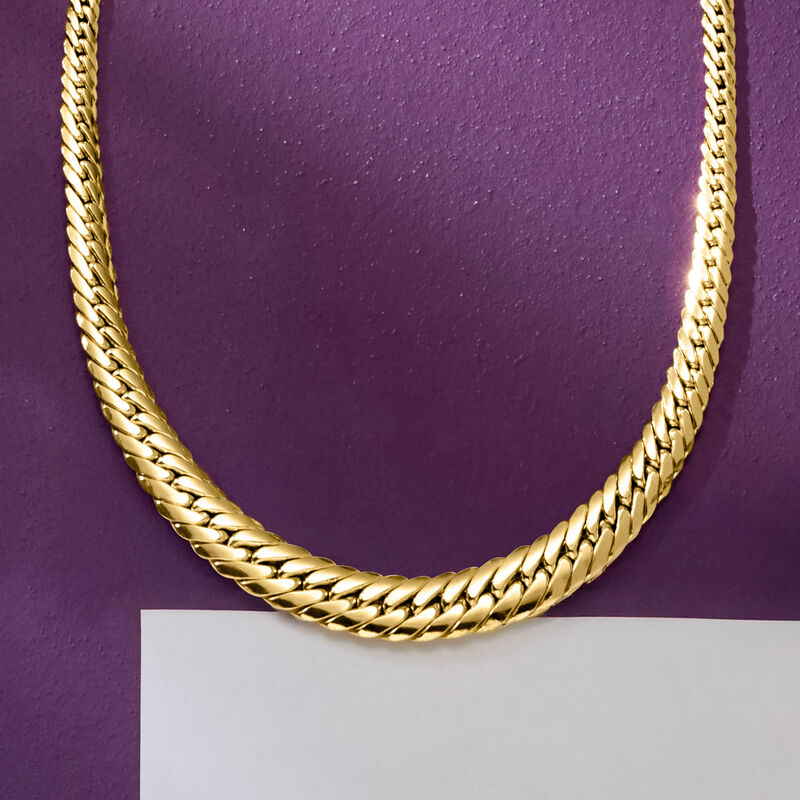Italian 18kt Yellow Gold Graduated Cuban-Link Necklace. 20" image number 4