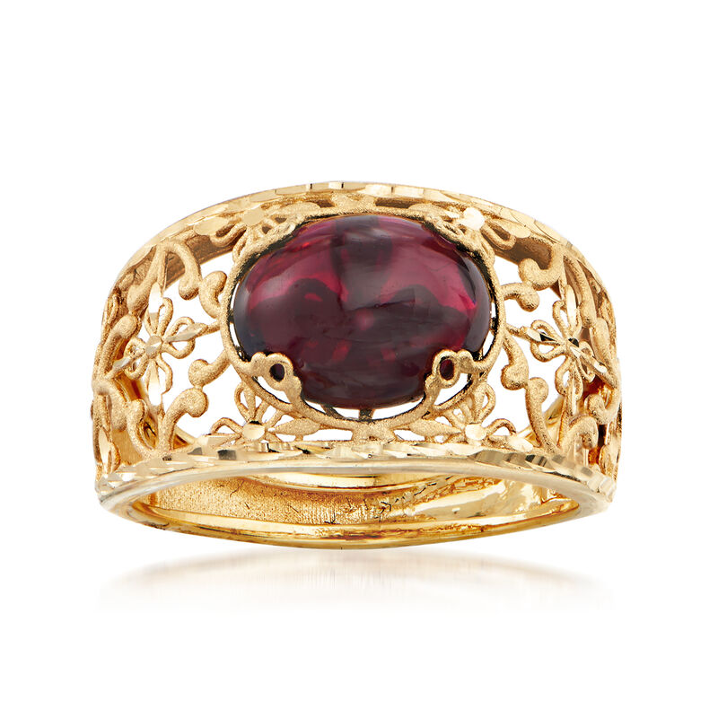 Italian 30.00 Carat Garnet Floral Ring in 14kt Yellow Gold image number 0