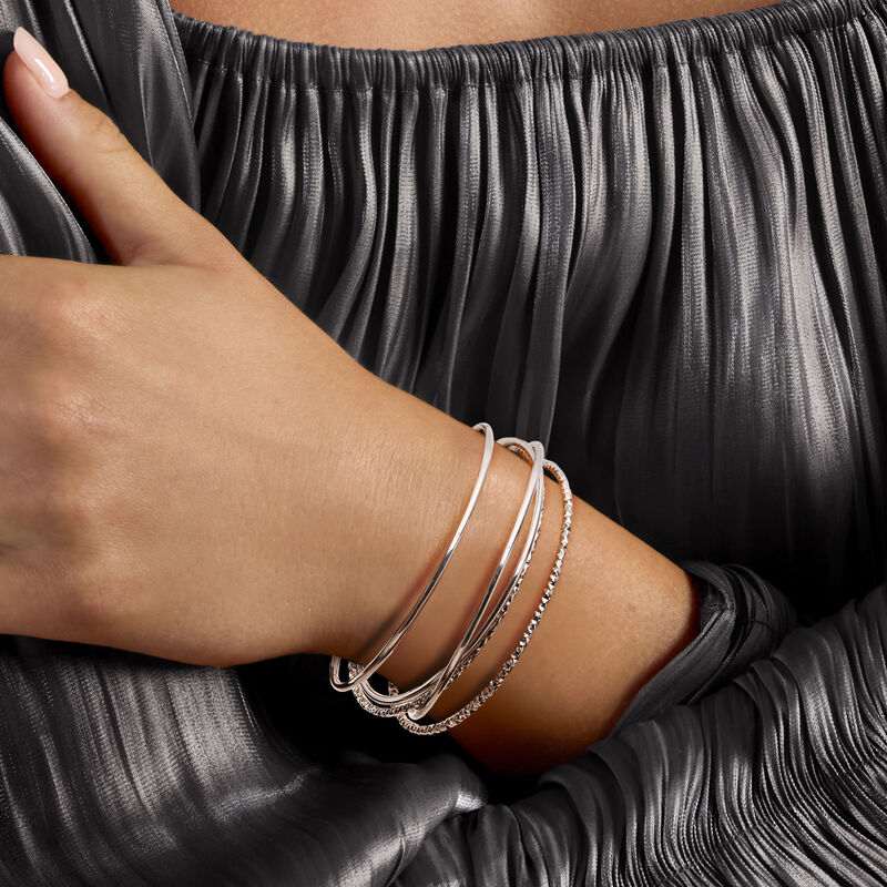 Italian Sterling Silver Jewelry Set: Five Bangle Bracelets image number 1