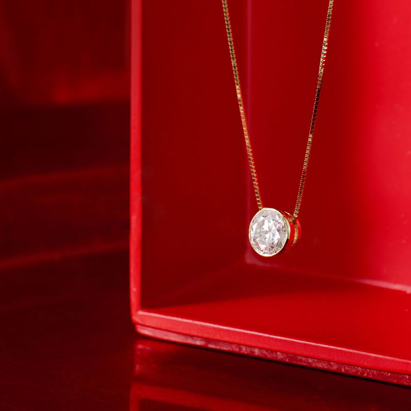 1.00 Carat Bezel-Set Diamond Solitaire Necklace in 14kt Yellow Gold image number 2