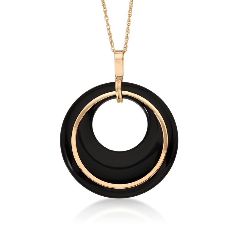 Black Onyx Pendant Necklace in 14kt Yellow Gold image number 0