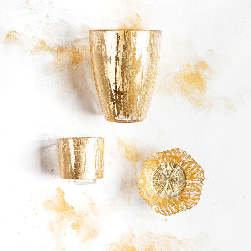 Vietri "Rufolo" Gold Brushstroke Glass Candle Votive image number 1