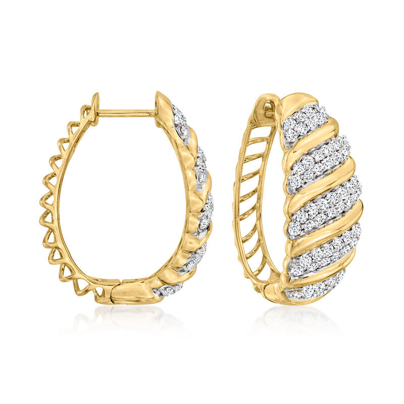 1.50 ct. t.w. Diamond Croissant-Shaped  Hoop Earrings in 14kt Yellow Gold image number 0