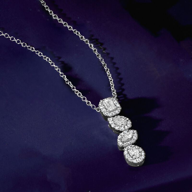 .50 ct. t.w. Multi-Shaped Diamond Linear Necklace in 14kt White Gold. 18&quot; image number 2