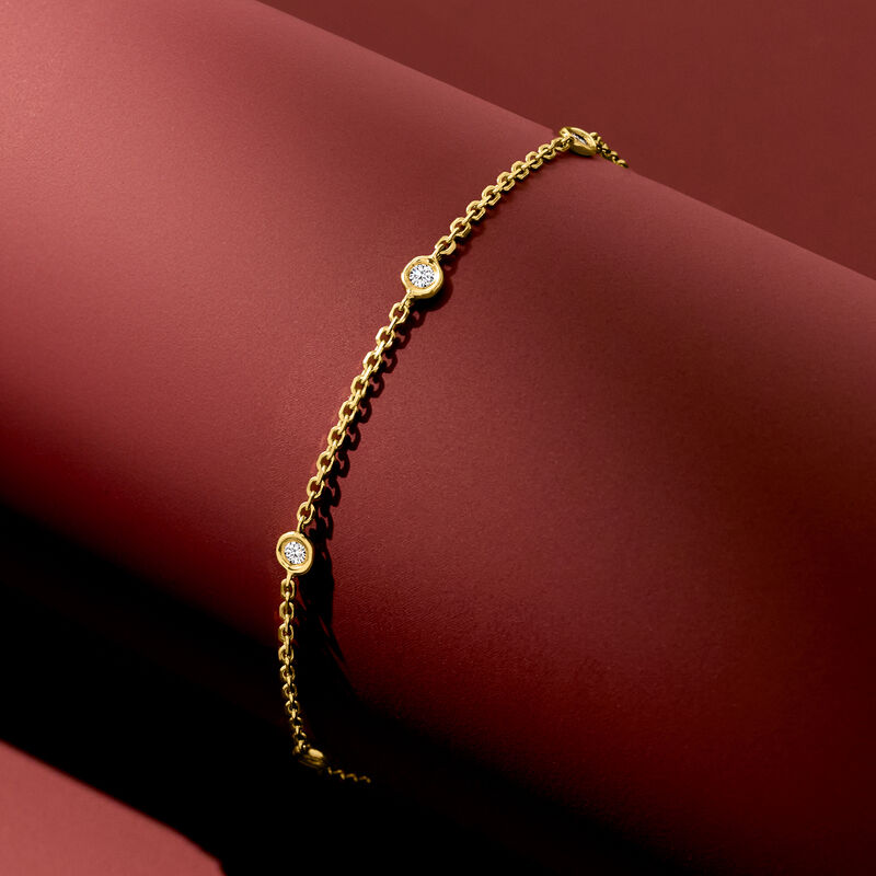 .25 ct. t.w. Bezel-Set Diamond Station Bracelet in 14kt Yellow Gold image number 1