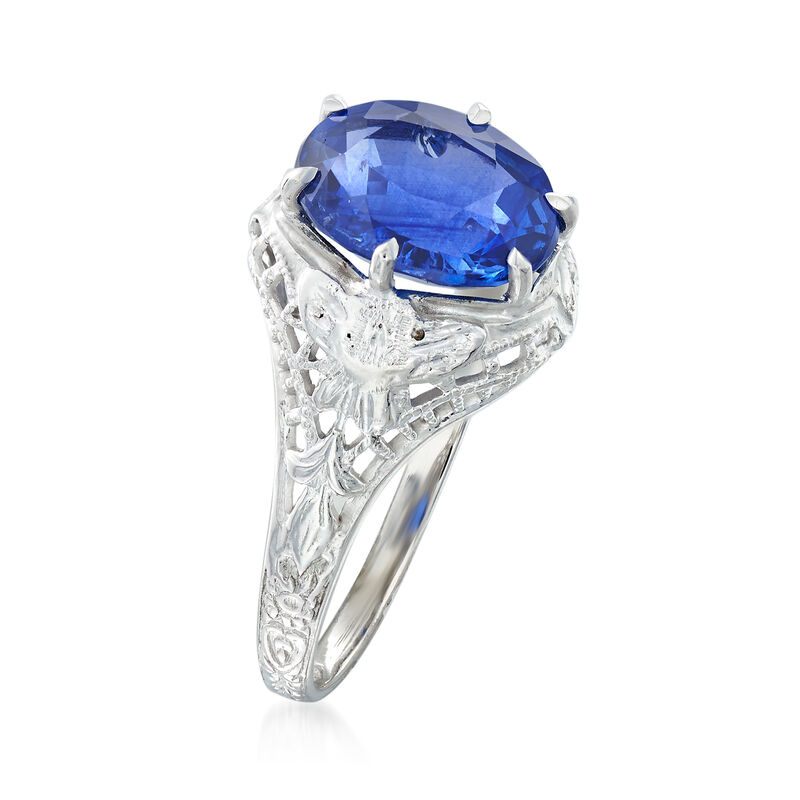 C. 1990 Vintage 2.15 Carat Sapphire Ring in 14kt White Gold image number 2