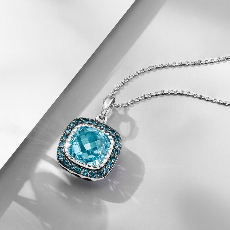 8.90 ct. t.w. Sky and London Blue Topaz Pendant Necklace in Sterling Silver image number 2