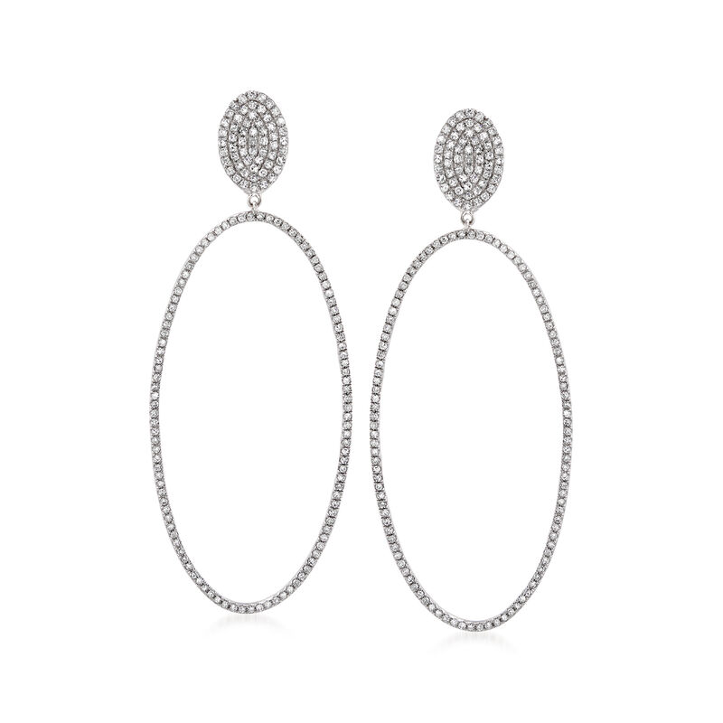 1.15 ct. t.w. Diamond Open-Space Oval Drop Earrings in 14kt White Gold image number 0