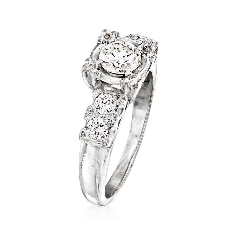 C. 1950 Vintage .55 ct. t.w. Diamond Ring in 14kt White Gold. Size 5 image number 2