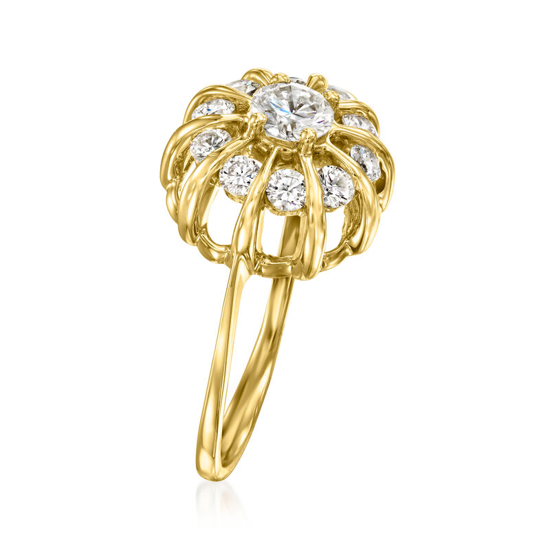 C. 1980 Vintage Jose Hess .95 ct. t.w. Diamond Cluster Ring in 14kt and 18kt Yellow Gold. Size 6.75 image number 2