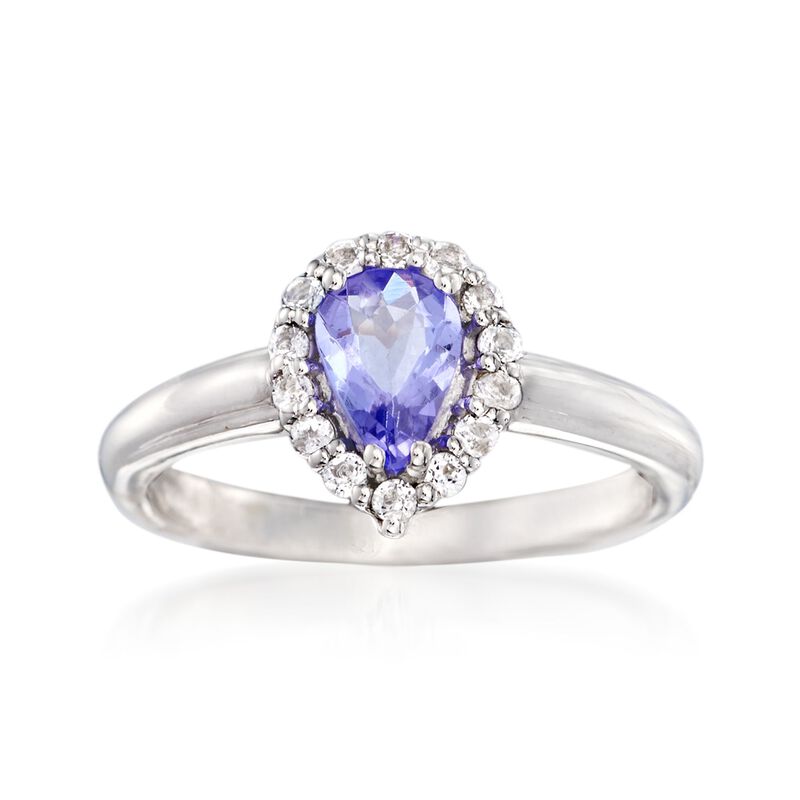 .60 Carat Tanzanite and .30 ct. t.w. White Topaz Ring in Sterling Silver image number 0