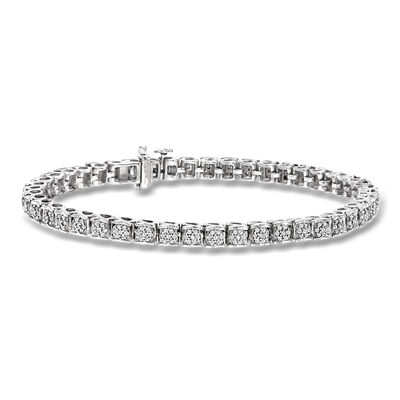1.00 ct. t.w. Diamond Cluster Tennis Bracelet in Sterling Silver