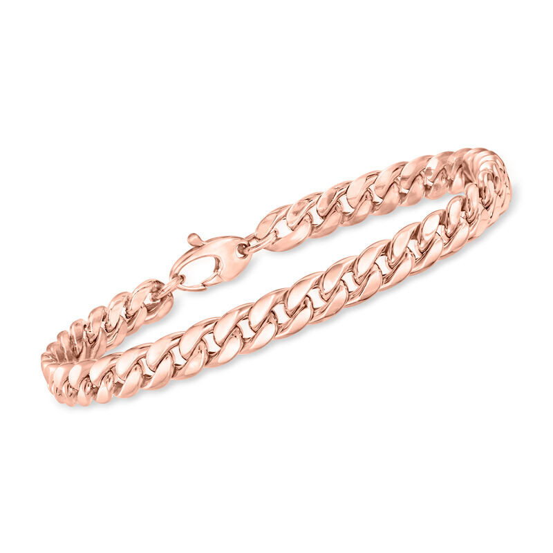 Italian 14kt Rose Gold Cuban-Link Bracelet. 7.25&quot; image number 0