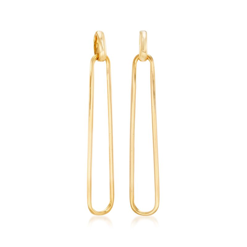 Italian 18kt Gold Over Sterling Elongated Oval-Link Drop Earrings image number 2