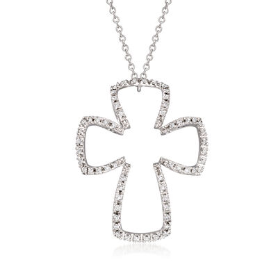 C. 2000 Vintage .60 ct. t.w. Diamond Open-Space Cross Necklace in 18kt White Gold