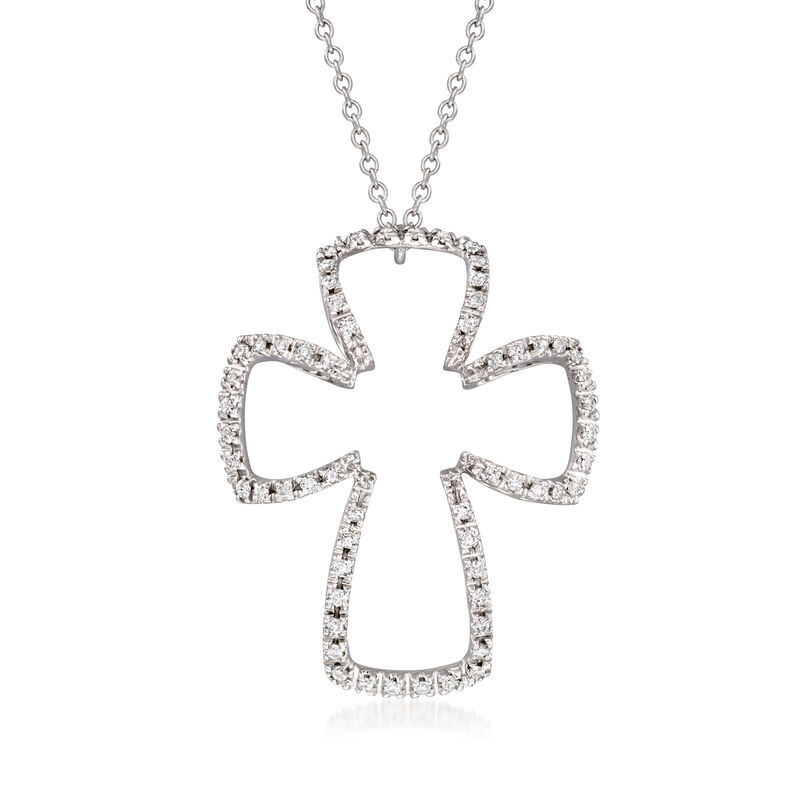 C. 2000 Vintage .60 ct. t.w. Diamond Open-Space Cross Necklace in 18kt White Gold. 16" image number 0
