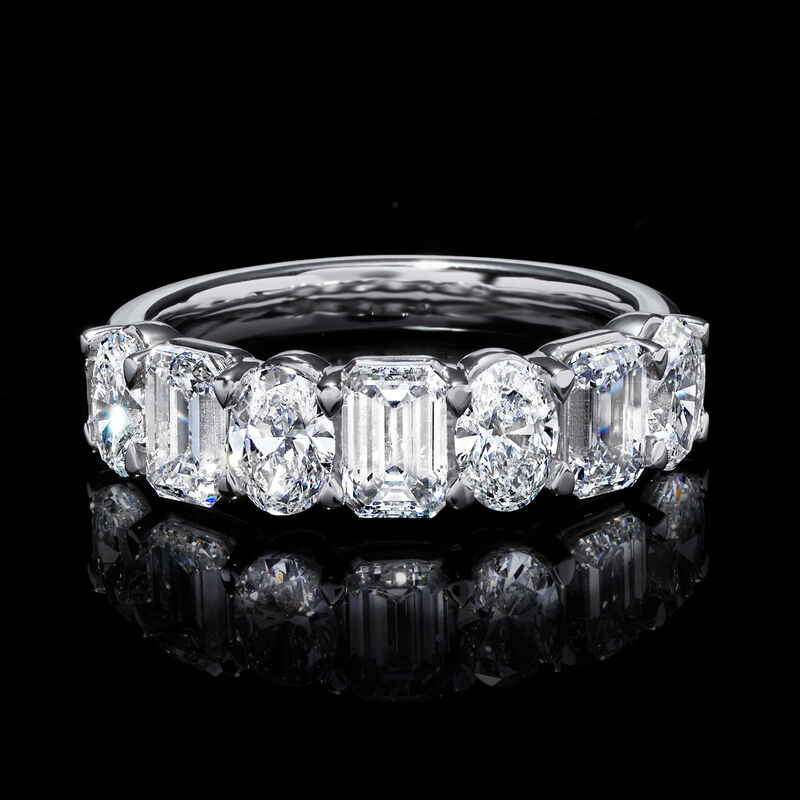 3.00 ct. t.w. Oval and Emerald-Cut Lab-Grown Diamond Ring in 14kt White Gold image number 3