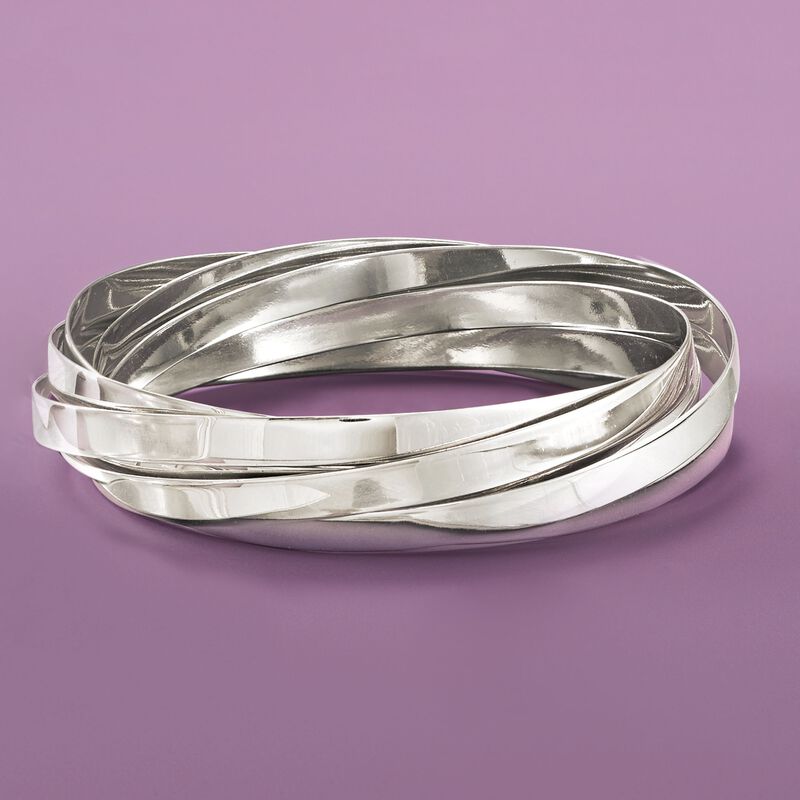 Sterling Silver Rolling Bangle Bracelet  image number 2