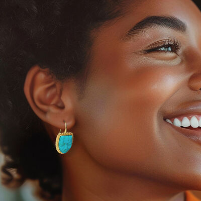 Italian Tagliamonte Blue Magnesite Mask Drop Earrings in 18kt Gold Over Sterling