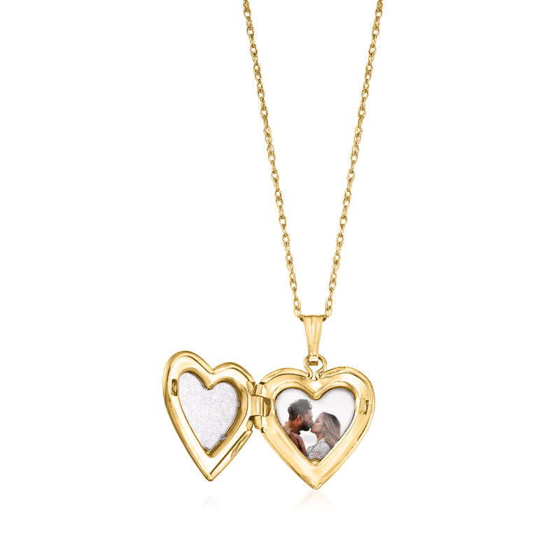 Child's 14kt Tri-Colored Gold Floral Cross Heart Locket Necklace image number 1