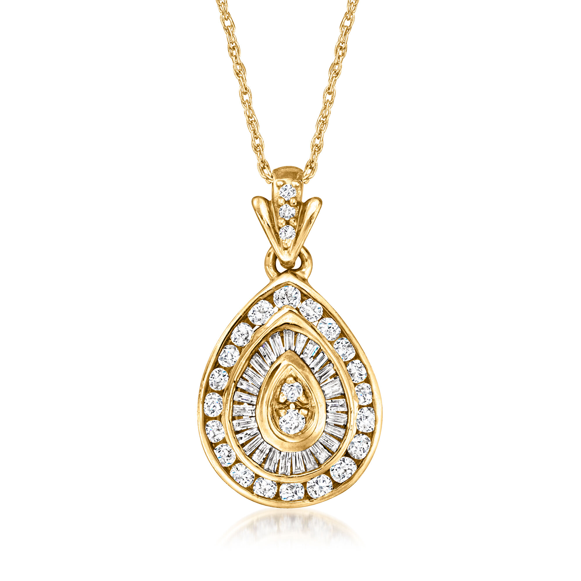 C. 1980 Vintage 1.50 ct. t.w. Diamond Teardrop Pendant Necklace in