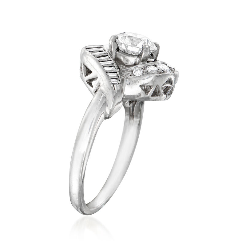C. 1970 Vintage 1.28 ct. t.w. Diamond Swirl Ring in Platinum. Size 5.5 image number 2