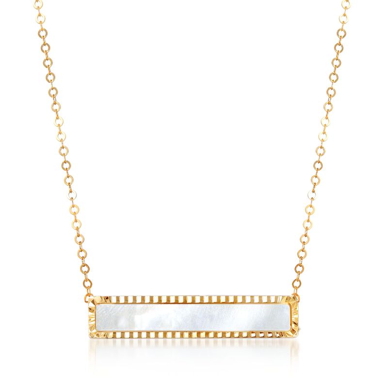 Italian Mother-Of-Pearl Bar Necklace in 14kt Yellow Gold. 18&quot; image number 1