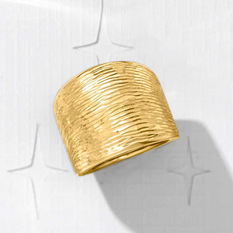 Italian 14kt Yellow Gold Diamond-Cut Dome Ring image number 3