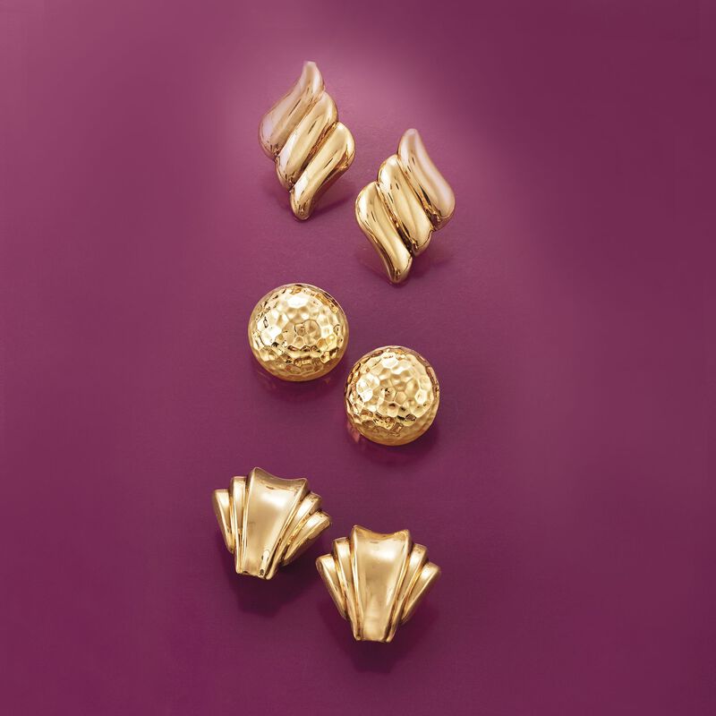 14kt Yellow Gold Fan Clip-On Earrings image number 3