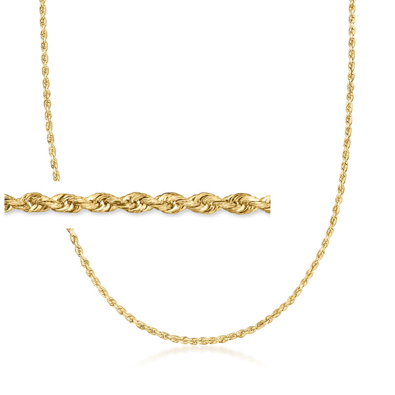 2.5mm Solid 14kt Yellow Gold Diamond-Cut Rope-Chain Necklace image number 0