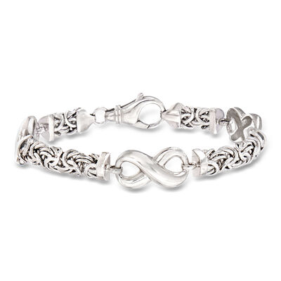 Sterling Silver Byzantine Infinity Station Bracelet