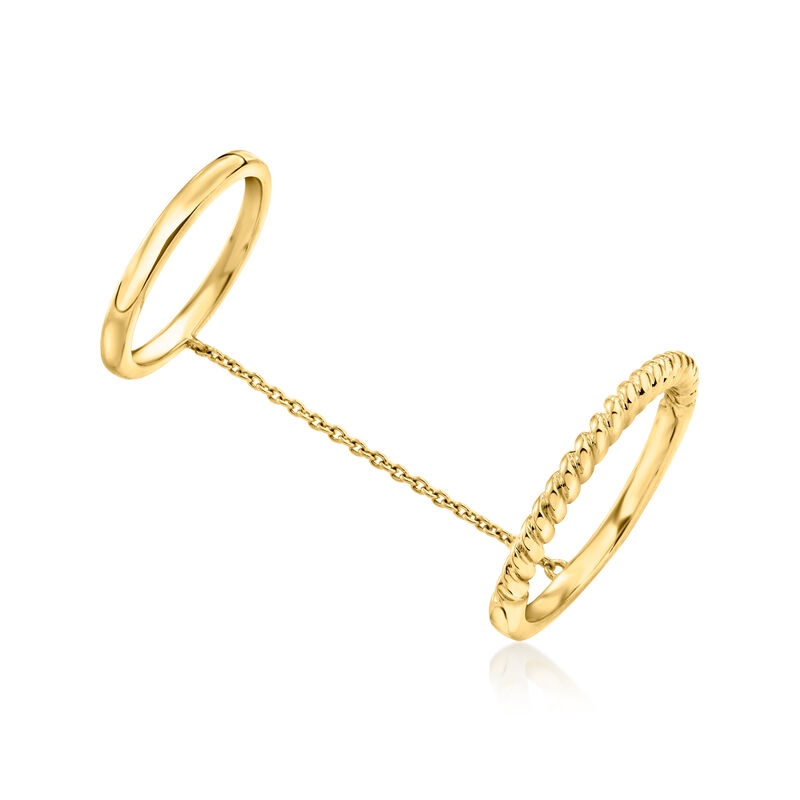 18kt Gold Over Sterling Polished and Twisted Double Ring image number 2