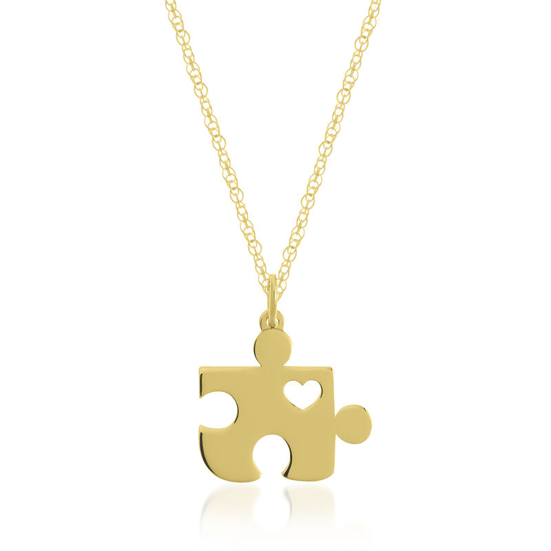 14kt Yellow Gold Puzzle Piece Pendant Necklace image number 0