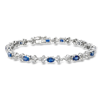 C. 1990 Vintage 3.30 ct. t.w. Sapphire and 1.00 ct. t.w. Diamond Bracelet in 14kt White Gold