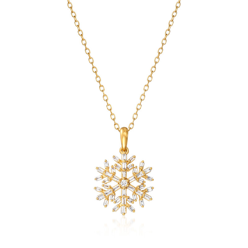 .28 ct. t.w. Diamond Snowflake Pendant Necklace in 18kt Gold Over Sterling. 18&quot; image number 1
