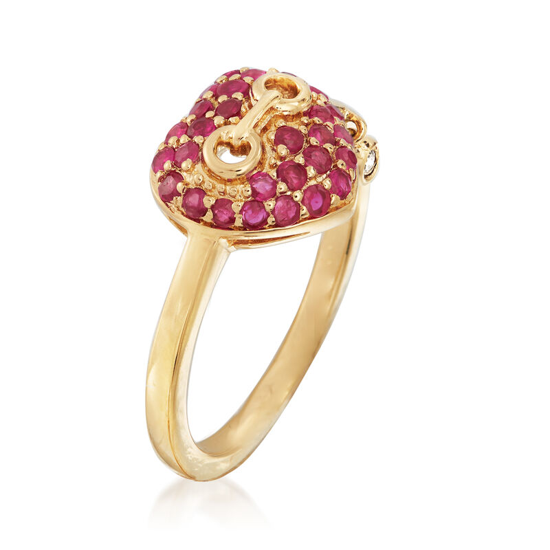 .50 ct. t.w. Ruby Heart Ring in 18kt Gold Over Sterling image number 2