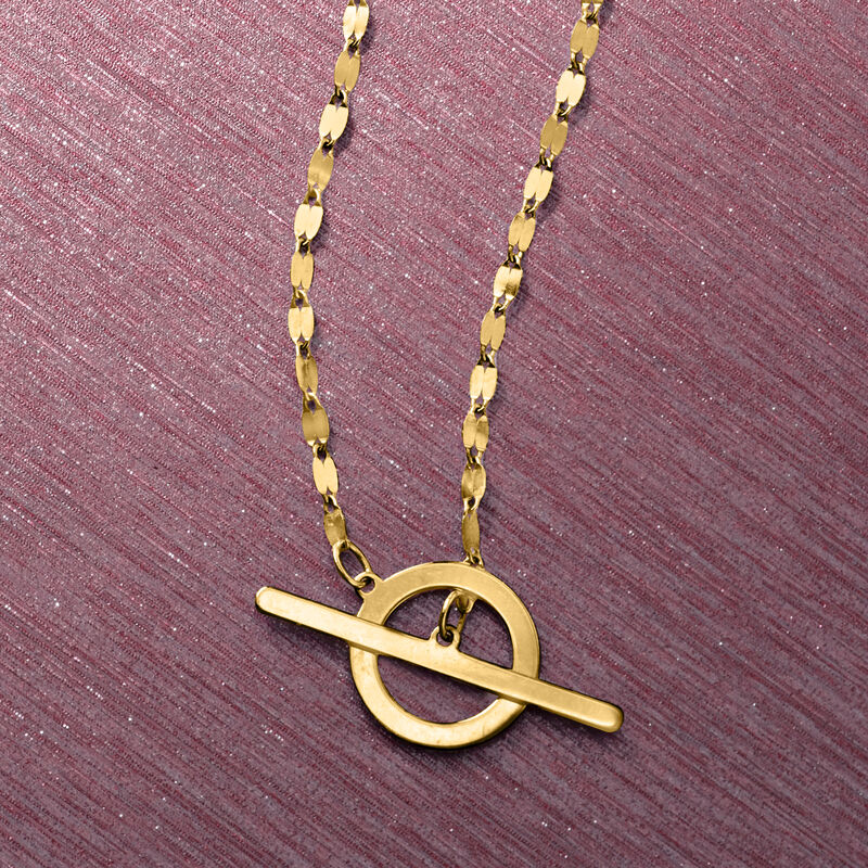Italian 14kt Yellow Gold Lumachina-Chain Toggle Necklace. 18&quot; image number 2