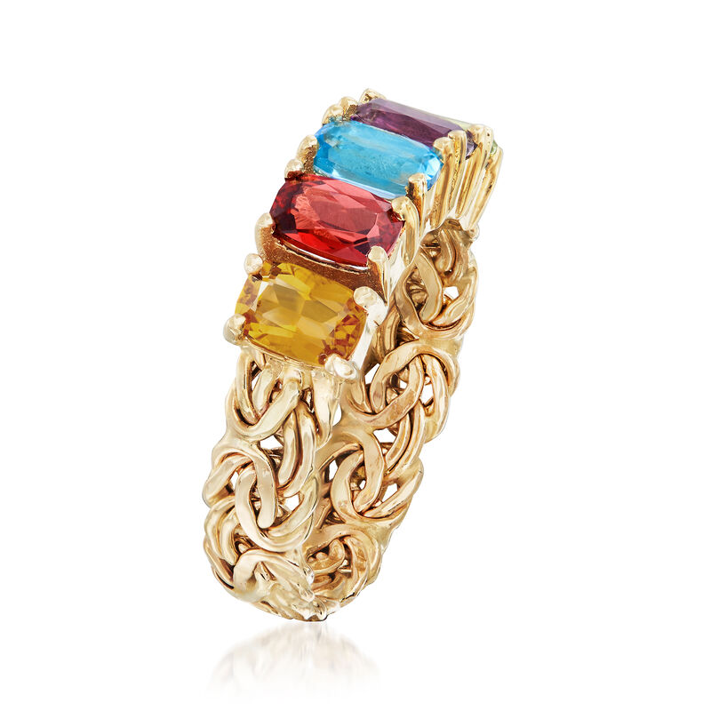 2.60 ct. t.w. Multi-Gemstone Byzantine Ring in 14kt Yellow Gold image number 2