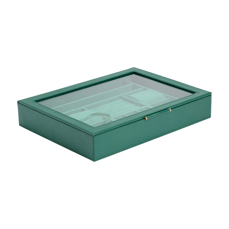 WOLF &quot;Sophia&quot; Forest Green Leather Jewelry Box with Window image number 5