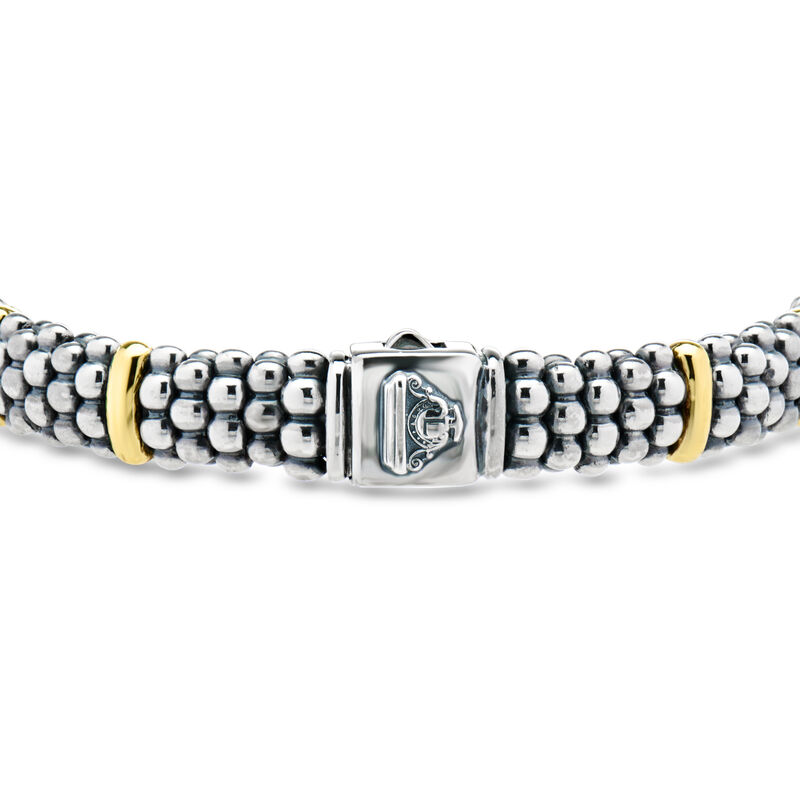 C. 1990 Vintage Lagos "Caviar" Sterling Silver and 18kt Yellow Gold Bracelet. 7" image number 2