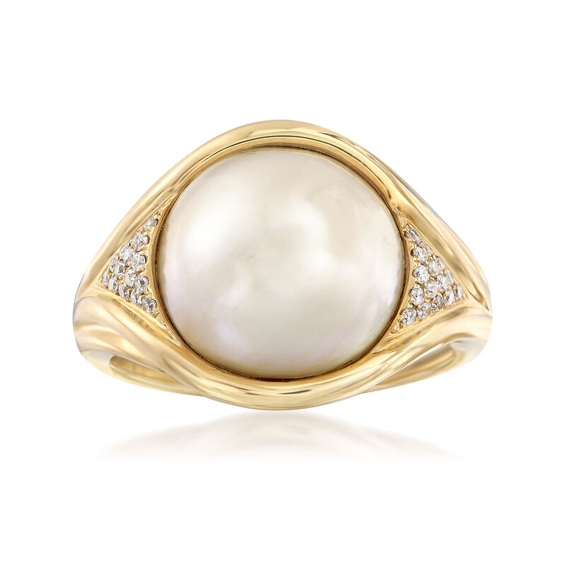 12-12.5mm Mabe Pearl Ring in 14kt Yellow Gold with Diamond Accents image number 0