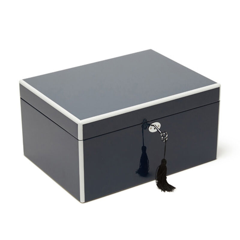 Brouk & Co. &quot;Laurel&quot; Navy Wooden Jewelry Box image number 1