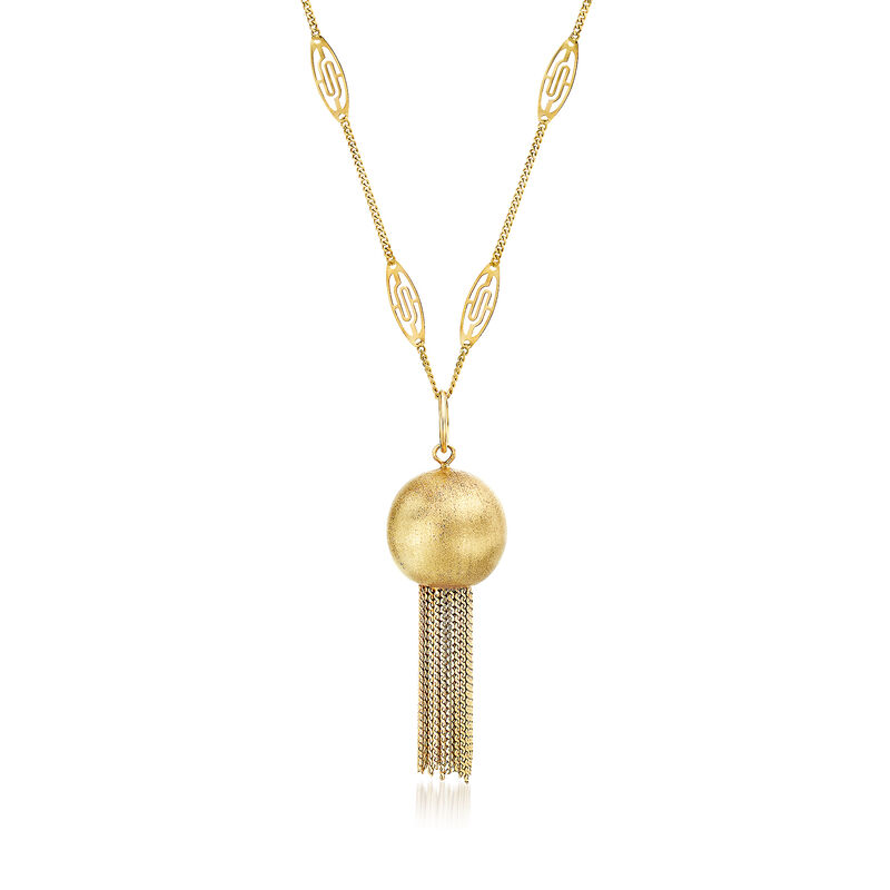 C. 1980 Vintage 18kt Yellow Gold Tassel Necklace image number 0