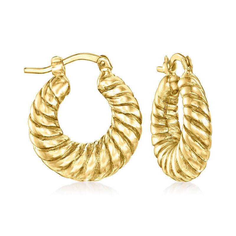 Italian 18kt Yellow Gold Shrimp Hoop Earrings image number 0