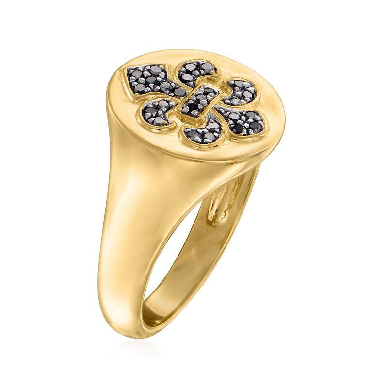 .15 ct. t.w. Black Diamond Fleur-De-Lis Ring in 18kt Gold Over Sterling image number 2