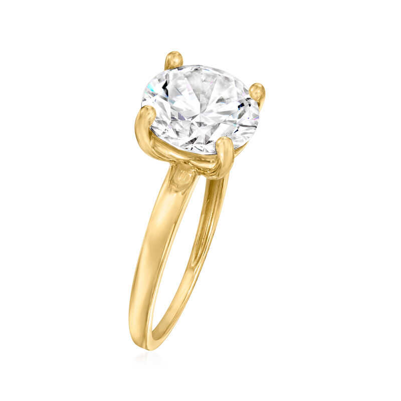 3.00 Carat CZ Solitaire Ring in 14kt Yellow Gold image number 2